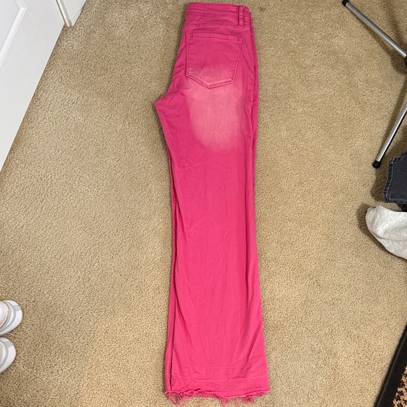 Women's Pink Flare Jeans - Picture 2 of 3